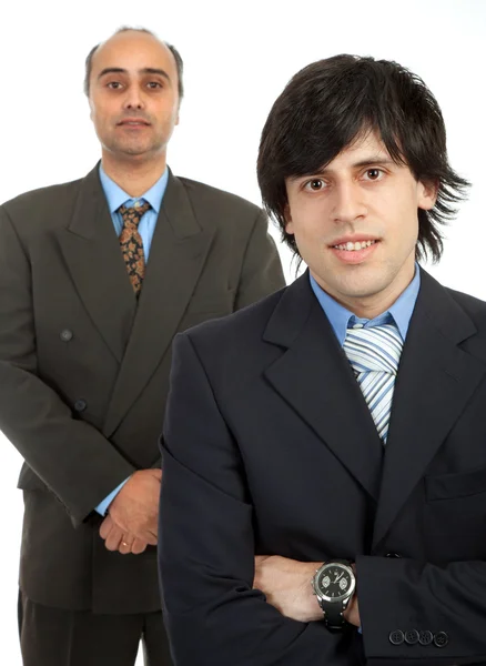 Dwie Firmy Mężczyźni Portret Białym Tle — Zdjęcie stockowe