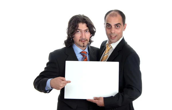 Dois Homens Negócios Com Cartão Vazio — Fotografia de Stock