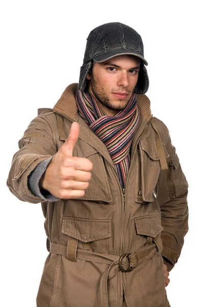 Studio Picture Young Man Dressed Winter — Stock Photo, Image