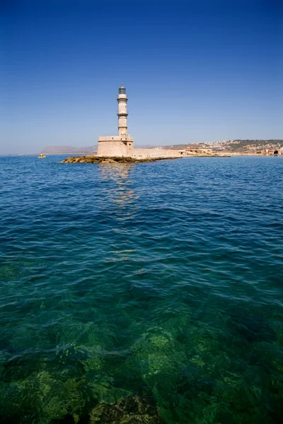 Stara Latarnia Morska Weneckiego Portu Hania Wyspa Kreta Grecja — Zdjęcie stockowe