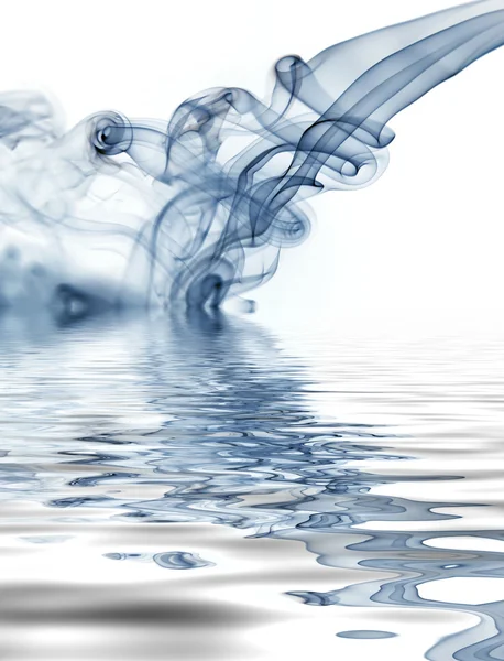 Modré Paprsky Kouře Abstrakt Bílém Pozadí — Stock fotografie