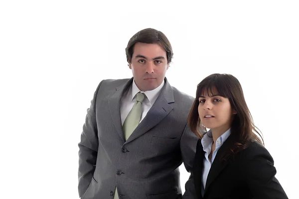 白で隔離される若いビジネスのカップルの肖像画 — ストック写真