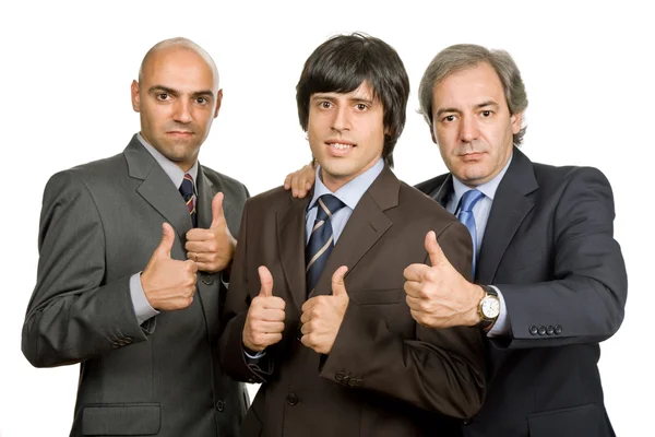 Três Jovens Homens Negócios Isolados Branco — Fotografia de Stock