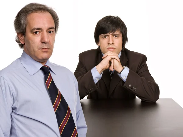 Dois Homens Negócios Chefe Trabalhador Uma Mesa Isolado — Fotografia de Stock