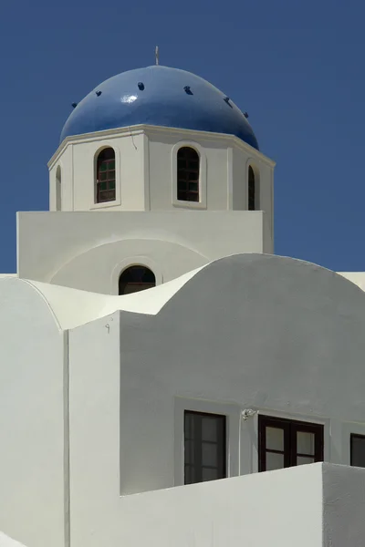 Tipica Chiesa Dell Isola Santorini Greco Villaggio — Foto Stock