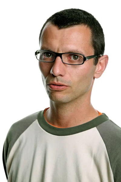 Jong Casual Man Portret Geïsoleerd Wit — Stockfoto