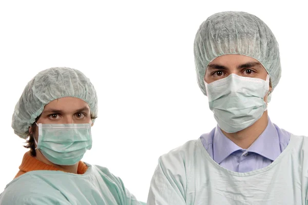 Dos Varones Jóvenes Médicos Sobre Blanco Fondo —  Fotos de Stock