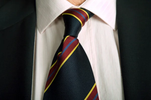 Részlet Egy Üzletember Öltöny Színes Nyakkendővel — Stock Fotó