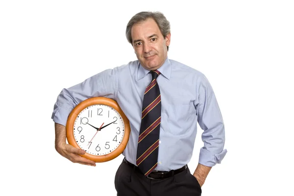 Ältere Hübsche Geschäftsmann Mit Einer Uhr — Stockfoto
