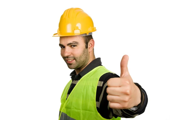 Foreman Yellow Hat Isolated White Background — Stock Photo, Image