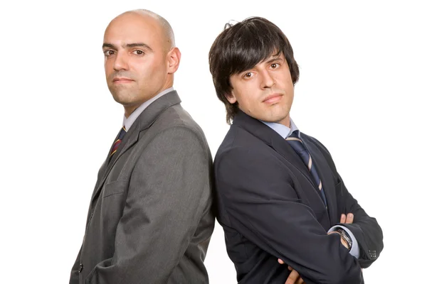 Dwie Firmy Młodych Mężczyzn Portret Biały — Zdjęcie stockowe