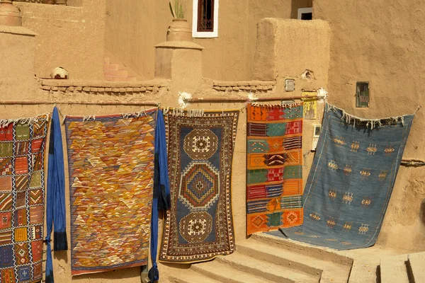 Afrikaanse Tapijt Markt Detail Een Straat Van Marokko — Stockfoto