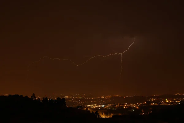 Thunder Night City Portugal — Stock Photo, Image