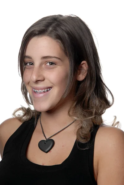 Joven Mujer Atractiva Sonriendo Sobre Fondo Blanco —  Fotos de Stock