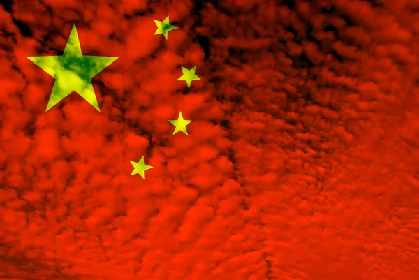 China Vermelho Amarelo Bandeira Ilustração Computador Gerado — Fotografia de Stock