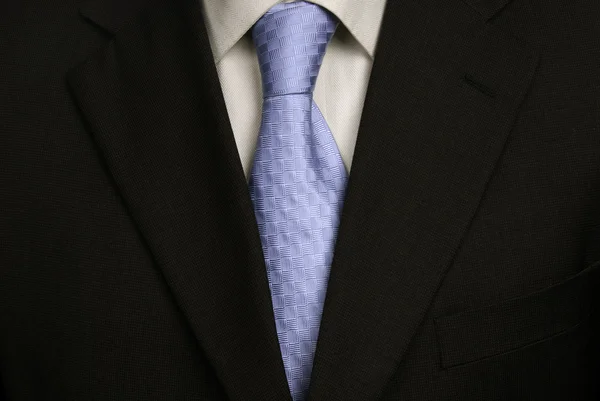 Detail Muž Obleku Modrou Kravatu — Stock fotografie
