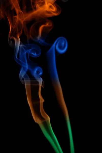 Fumée Colorée Abstraite Dans Fond Noir — Photo