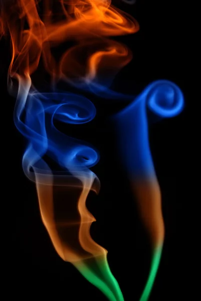 Abstraktní Barevné Kouře Černém Pozadí — Stock fotografie