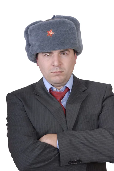 Junger Lässiger Mann Mit Russischem Hut — Stockfoto