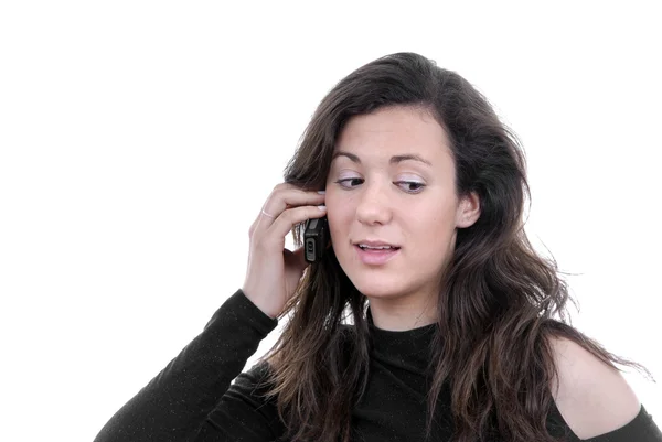 Mujer Joven Hablando Teléfono Móvil —  Fotos de Stock