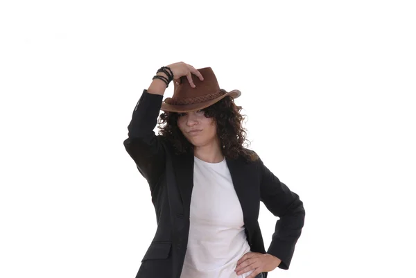 Flicka med hatt — Stockfoto
