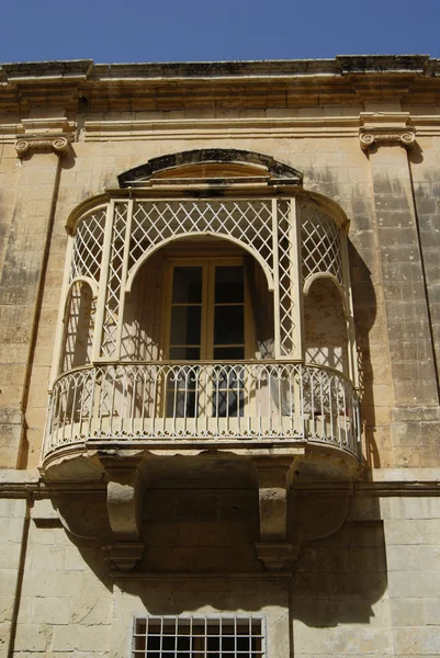 Casa Janela Gótica Cidade Velha Malta — Fotografia de Stock