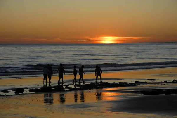 Strand Bij Zonsondergang Kust Van Het Noorden Van Portugal — Stockfoto