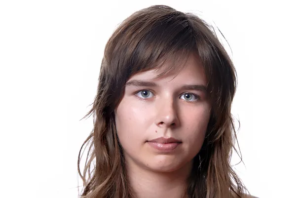 Ung Kvinna Modell Isolerad Vit Bakgrund — Stockfoto