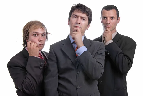 Tres Hombres Negocios Aislados Sobre Fondo Blanco — Foto de Stock