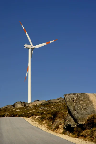 White Wind Turbine Top Mountain — Stock Photo, Image