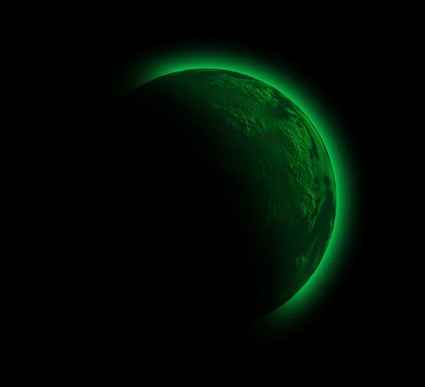 Illustration Främmande Planet Svart Himmel — Stockfoto