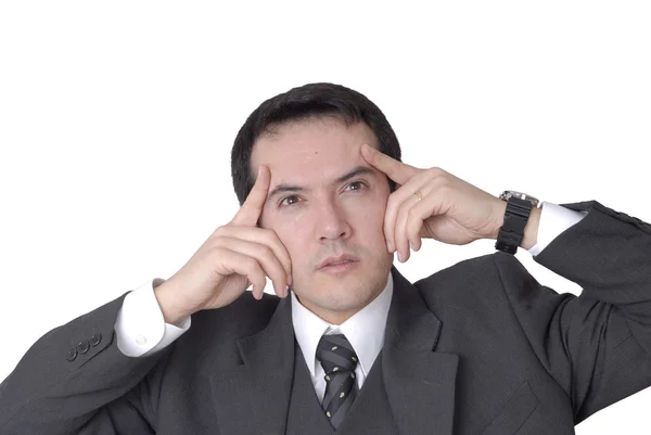 Worried Business Man Portrait White Background — Stock Photo, Image