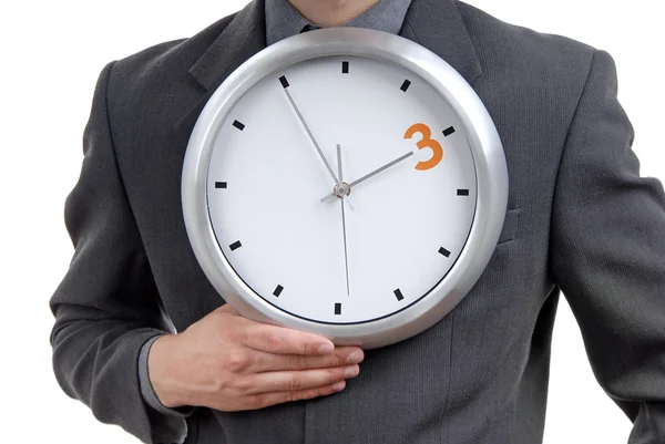 Hombre Negocios Con Traje Sosteniendo Detalle Reloj — Foto de Stock