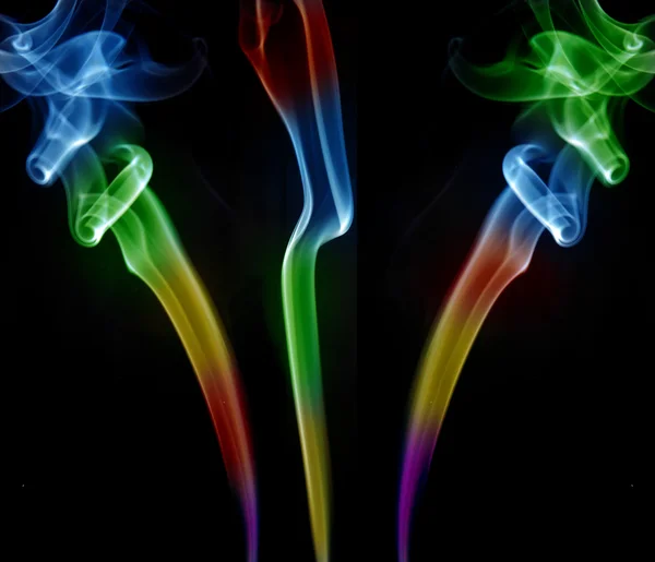 Abstract Gekleurde Rook Een Zwarte Achtergrond — Stockfoto