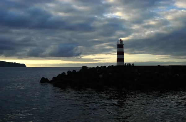 Vacker Solnedgång Till Sjöss Azorerna — Stockfoto