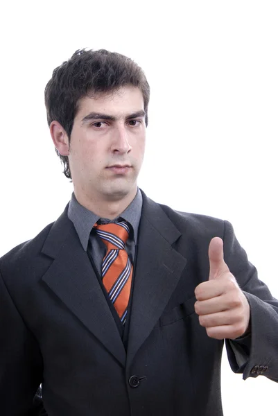 分離親指を示す若いビジネスマン — ストック写真