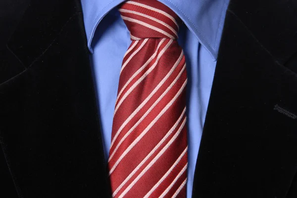 Detail Muž Obleku Červenou Kravatou — Stock fotografie