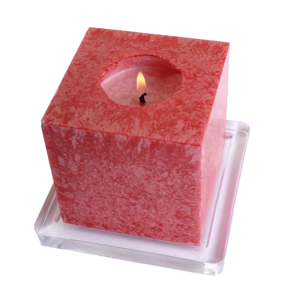 stock image Red candle light in a white background