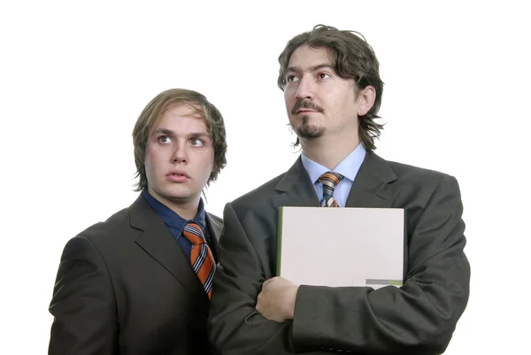 Twee Jonge Business Mannen Portret Geïsoleerd Wit — Stockfoto
