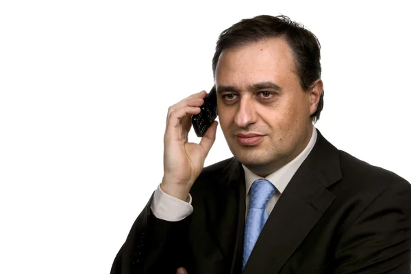 Obchodní Muž Telefonu Bílém Pozadí — Stock fotografie