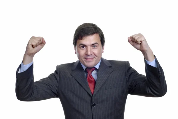 Successful Business Man Arms Isolated White — Stock Photo, Image