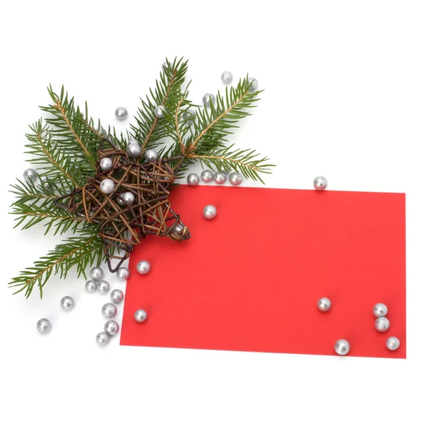 Decoración de Navidad con tarjeta de felicitación aislada —  Fotos de Stock