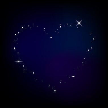 Star heart in night sky clipart