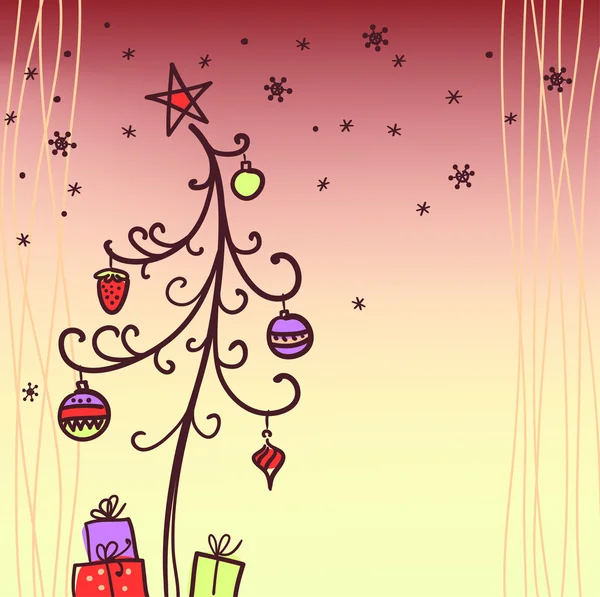 크리스마스 배경과 나무 — 스톡 벡터