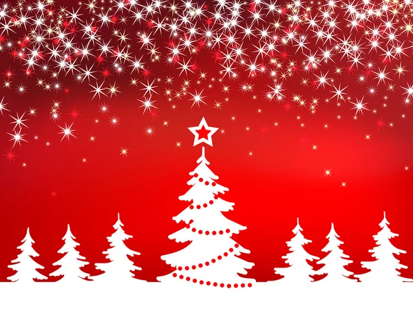 Kerstmis red sparkle achtergrond met boom — Stockvector