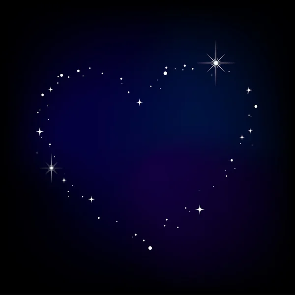 Αστέρι καρδιά στον ουρανό νύχτας — Διανυσματικό Αρχείο