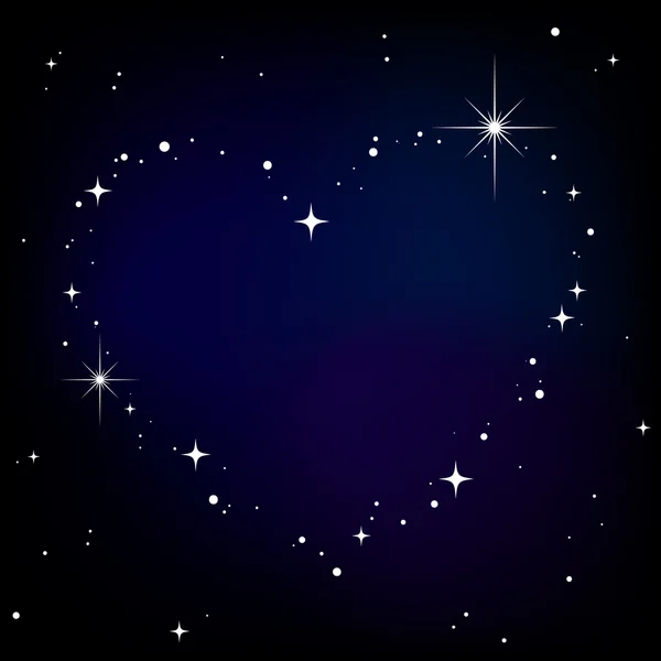 Star hjärta i natthimlen — Stock vektor