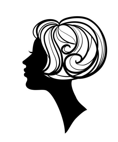 スタイリッシュな髪型と美しい女性のシルエット — ストックベクタ