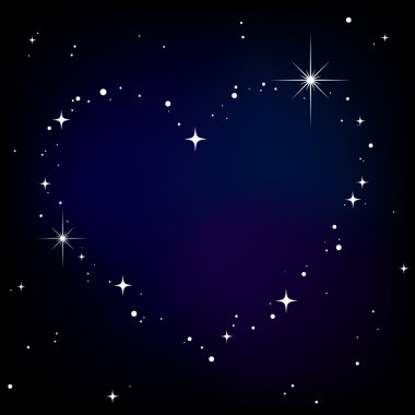gece gökyüzünde yıldız kalp