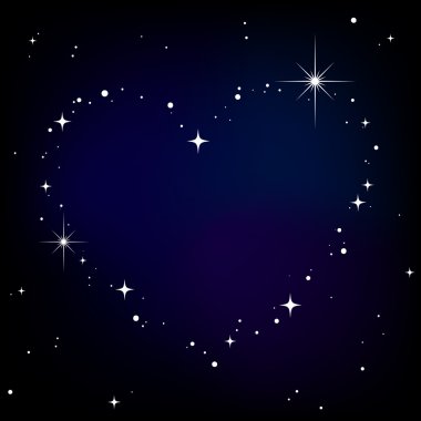 Star heart in night sky clipart